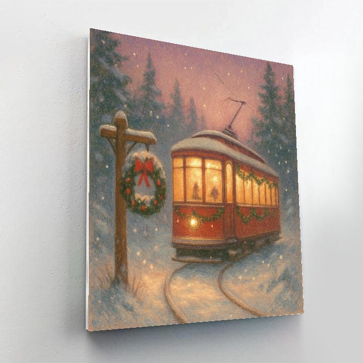 Snow Globe Streetcar Through Candlelit Pines Paint by numbers kits