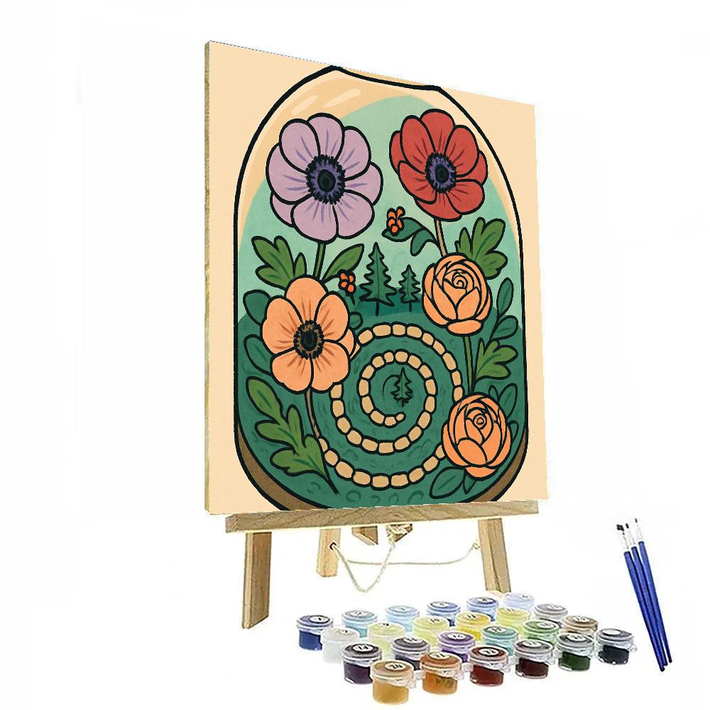 Terrarium Pathway In Floral Bloom Painting by numbers kit