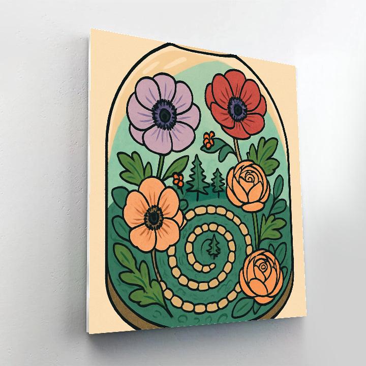 Terrarium Pathway In Floral Bloom Painting by numbers kit