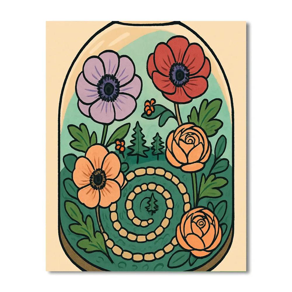 Terrarium Pathway In Floral Bloom Painting by numbers kit
