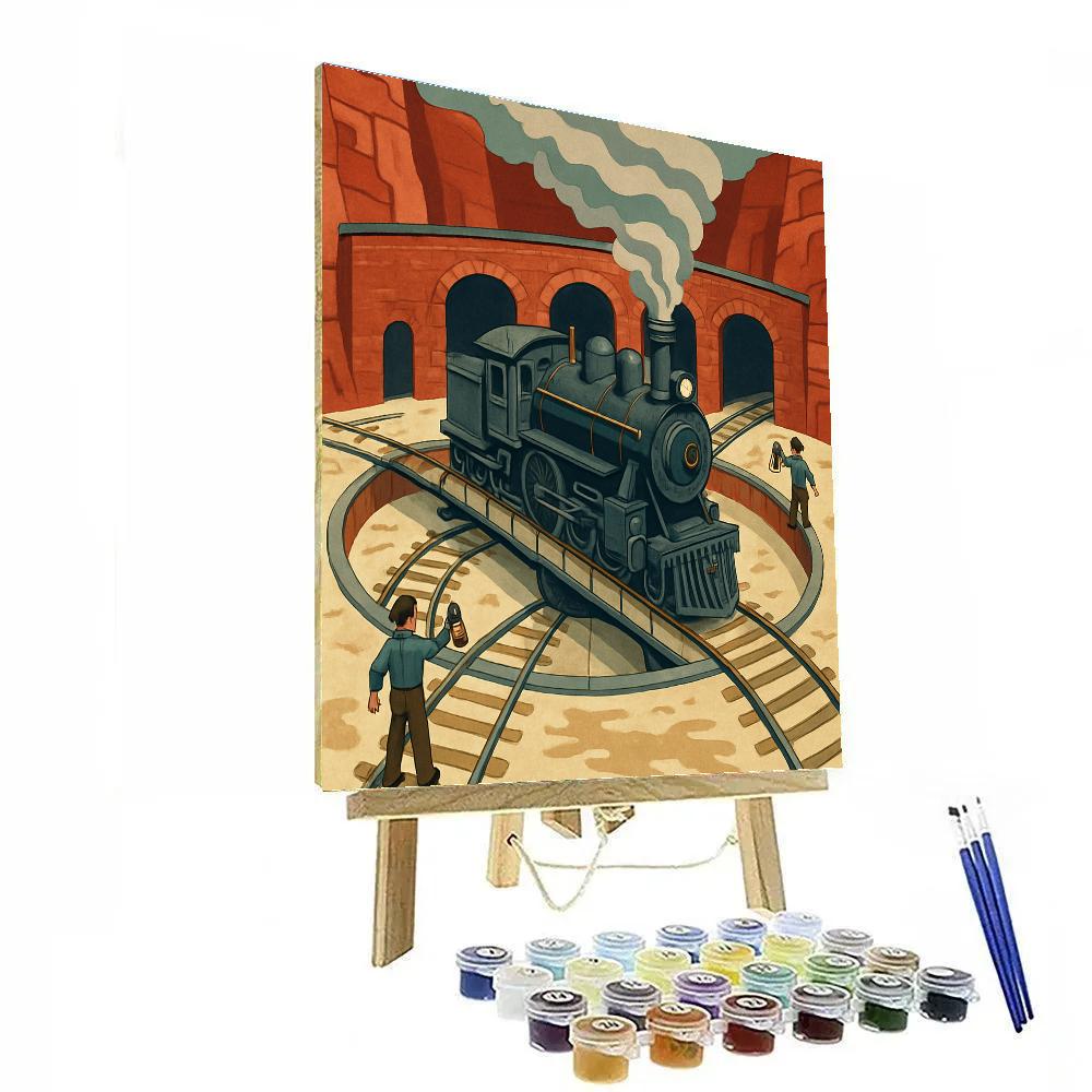 Canyon Echoes Train Turntable Night painting number kit