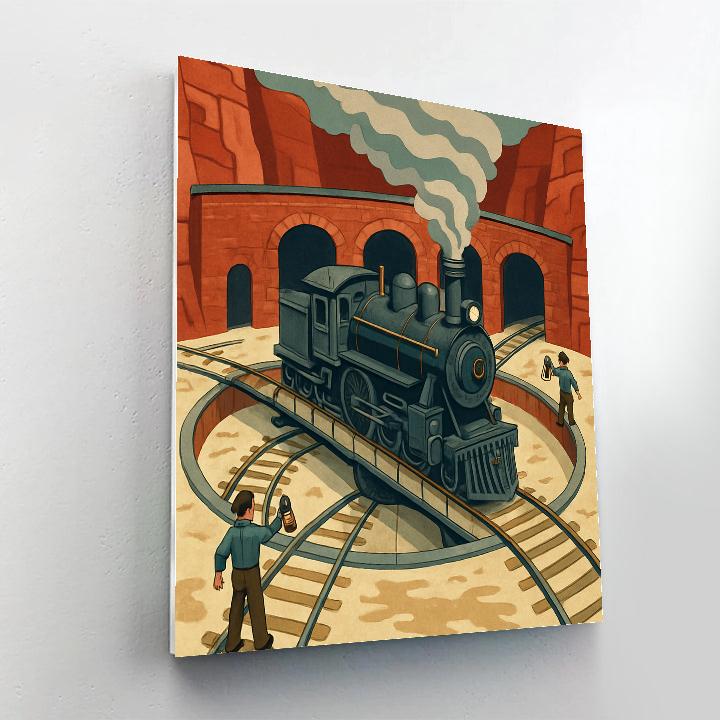 Canyon Echoes Train Turntable Night painting number kit