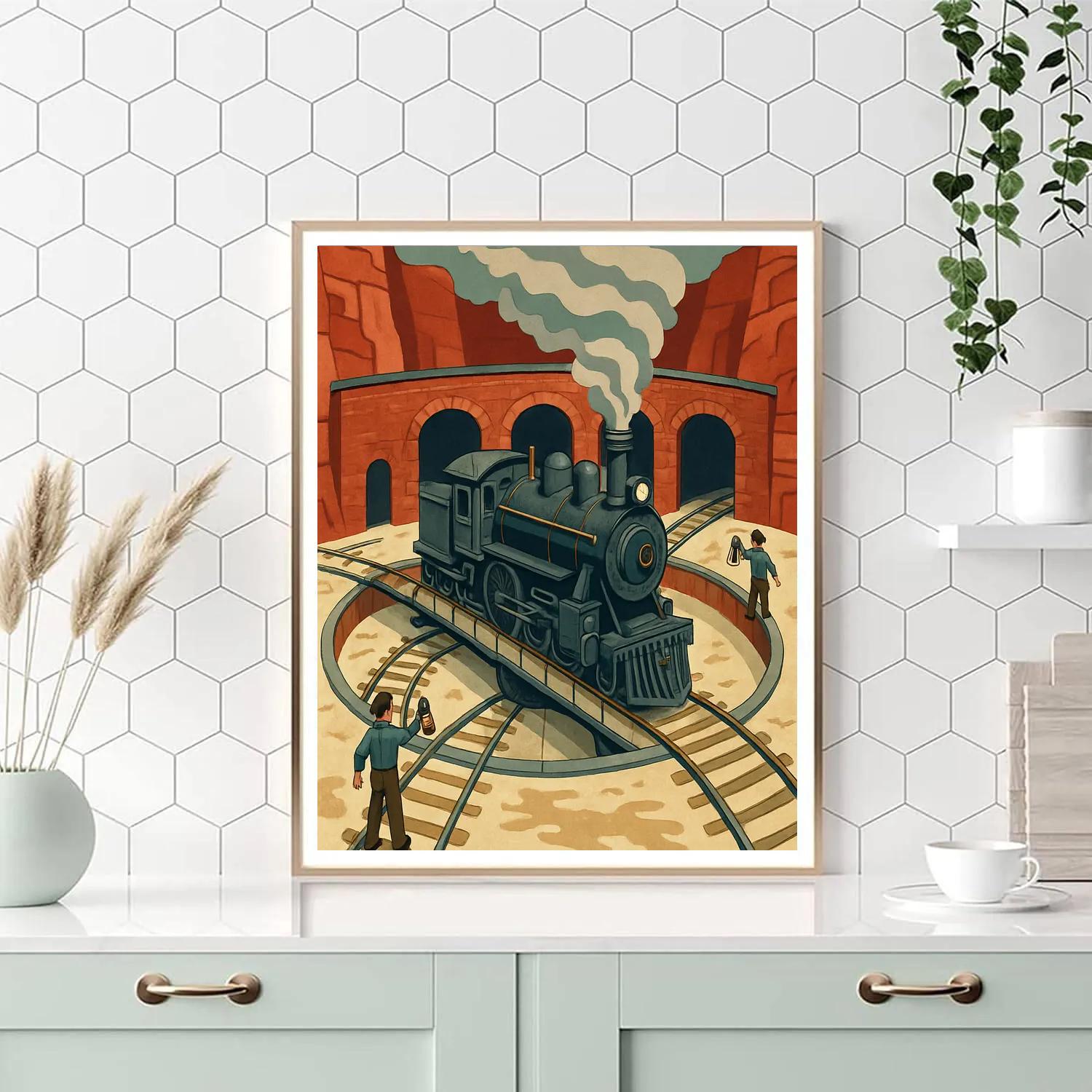 Canyon Echoes Train Turntable Night painting number kit