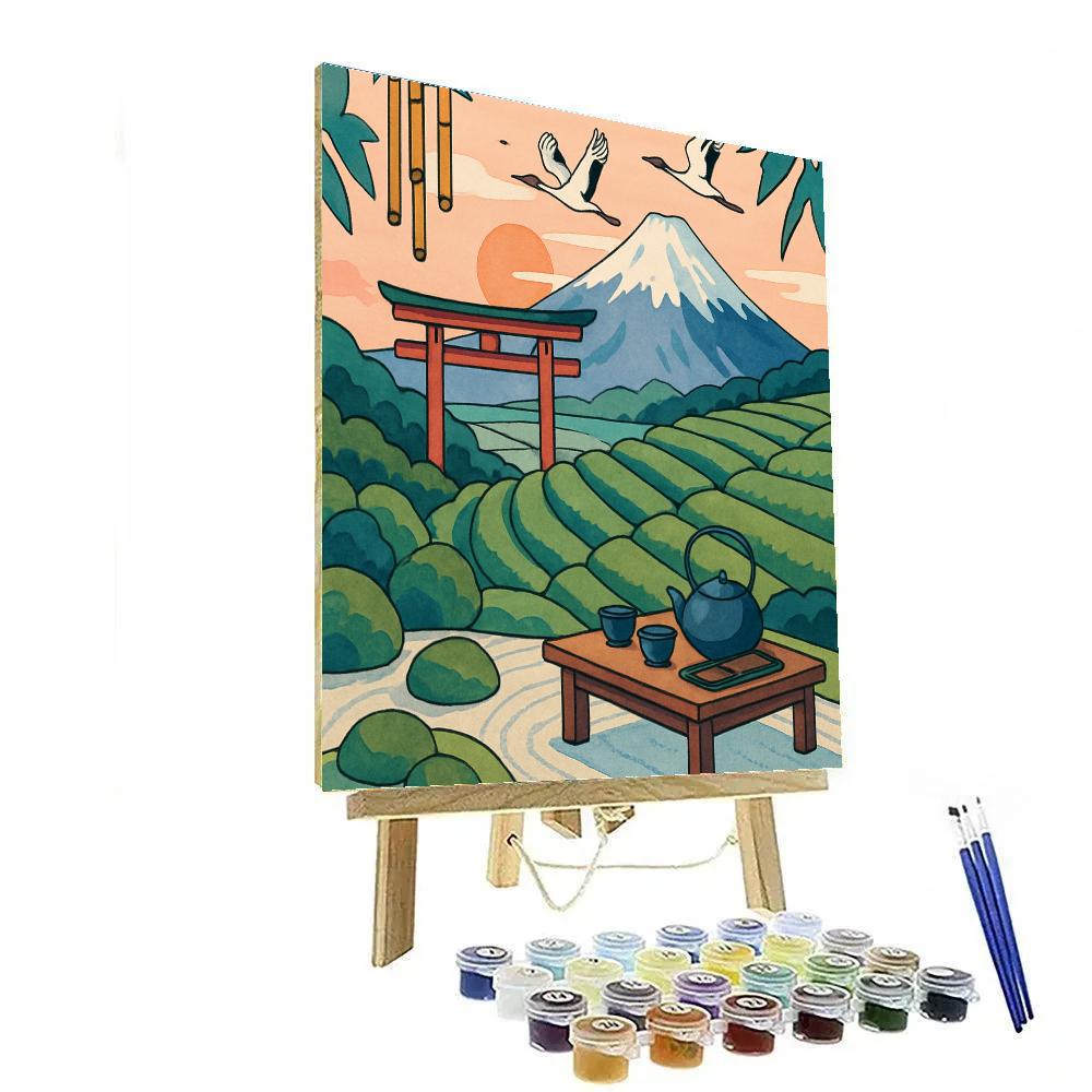 Bamboo Wind Chimes Over Fuji Japan Panorama Paint by numbers kits