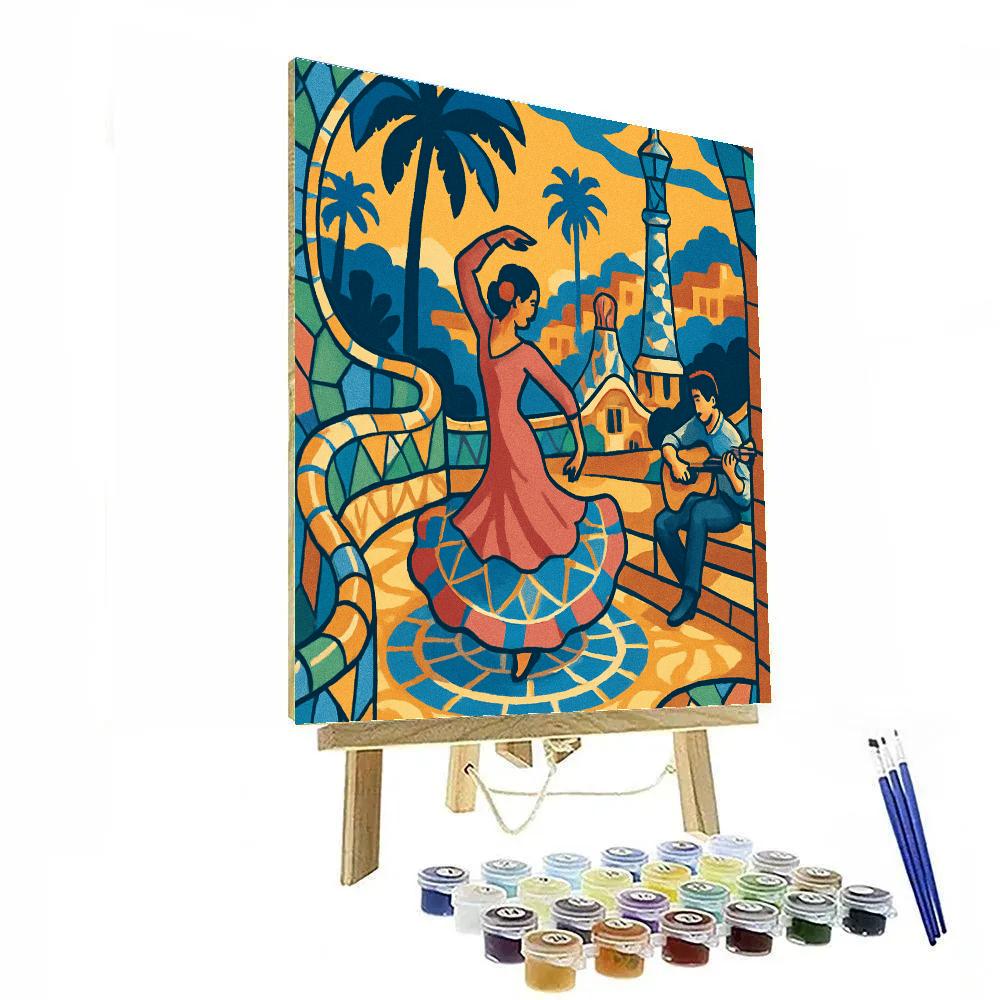 Gaudi Mosaic Spain Courtyard Serenade Number painting
