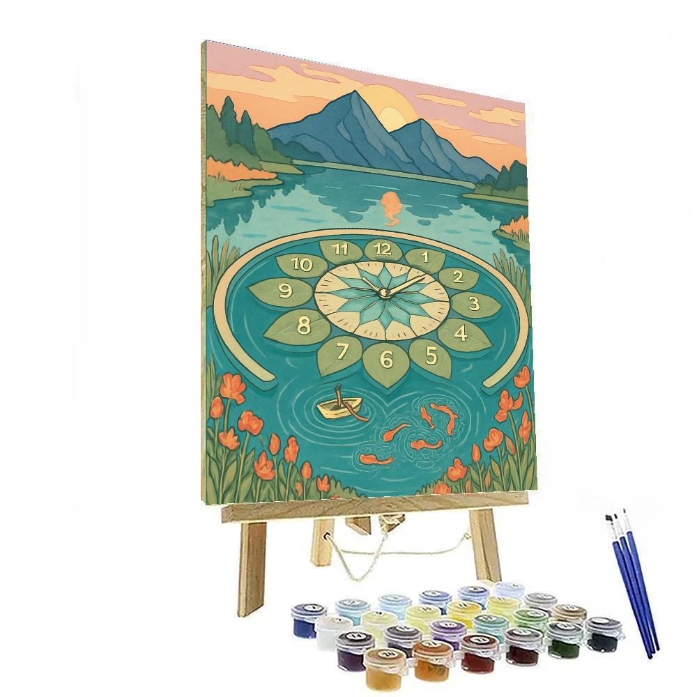 Clockwork Lotus Lake Scene Painting by numbers kit