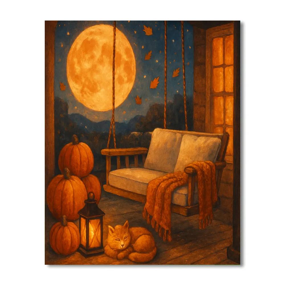 Porch Swing Under The Harvest Moon paint by color
