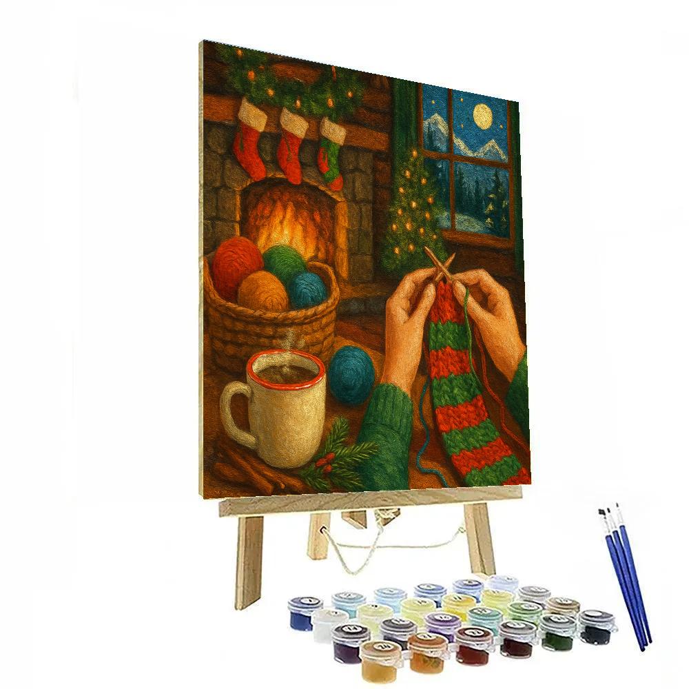 Starlit Knit Workshop In A Mountain Cabin Number painting
