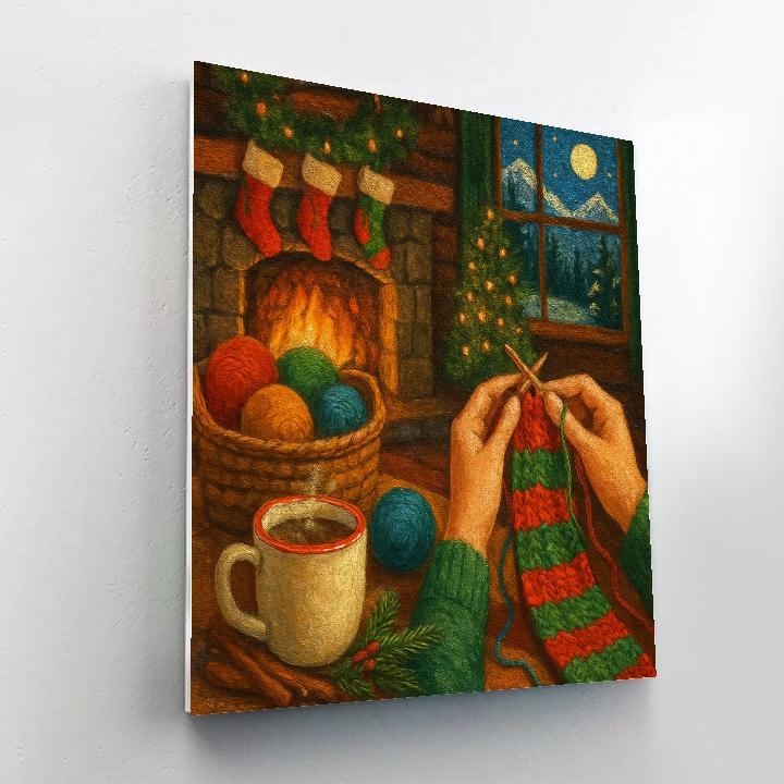 Starlit Knit Workshop In A Mountain Cabin Number painting