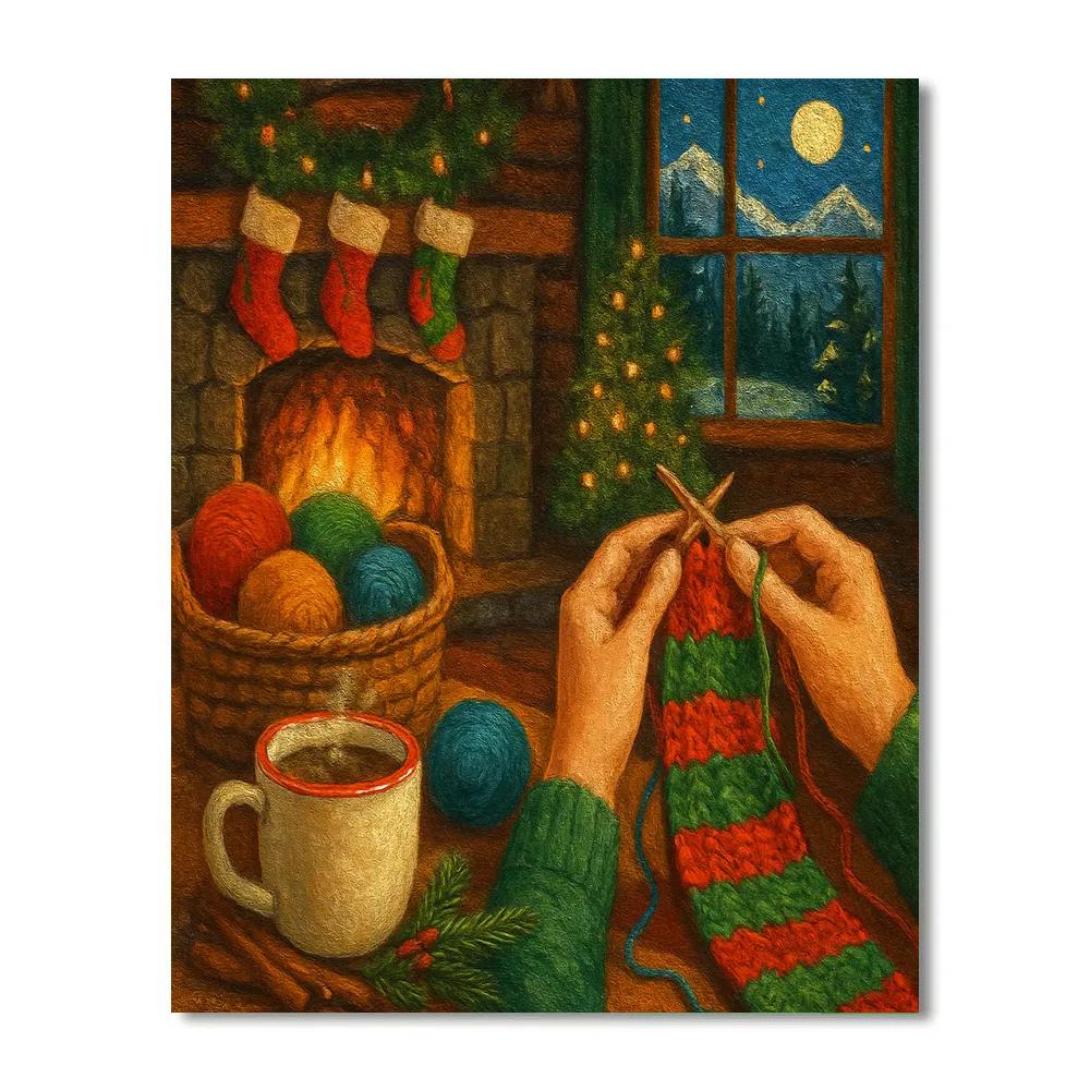 Starlit Knit Workshop In A Mountain Cabin Number painting