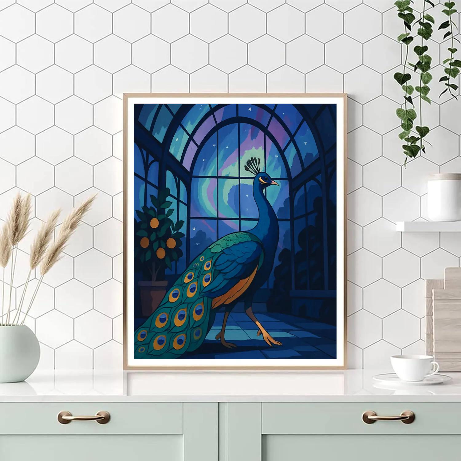 Aurora Glasshouse Peacock Procession DIY paint by numbers