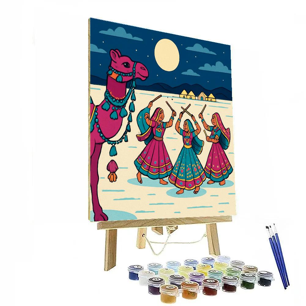 Moonlit Mirrorwork Carnival In India paint by color