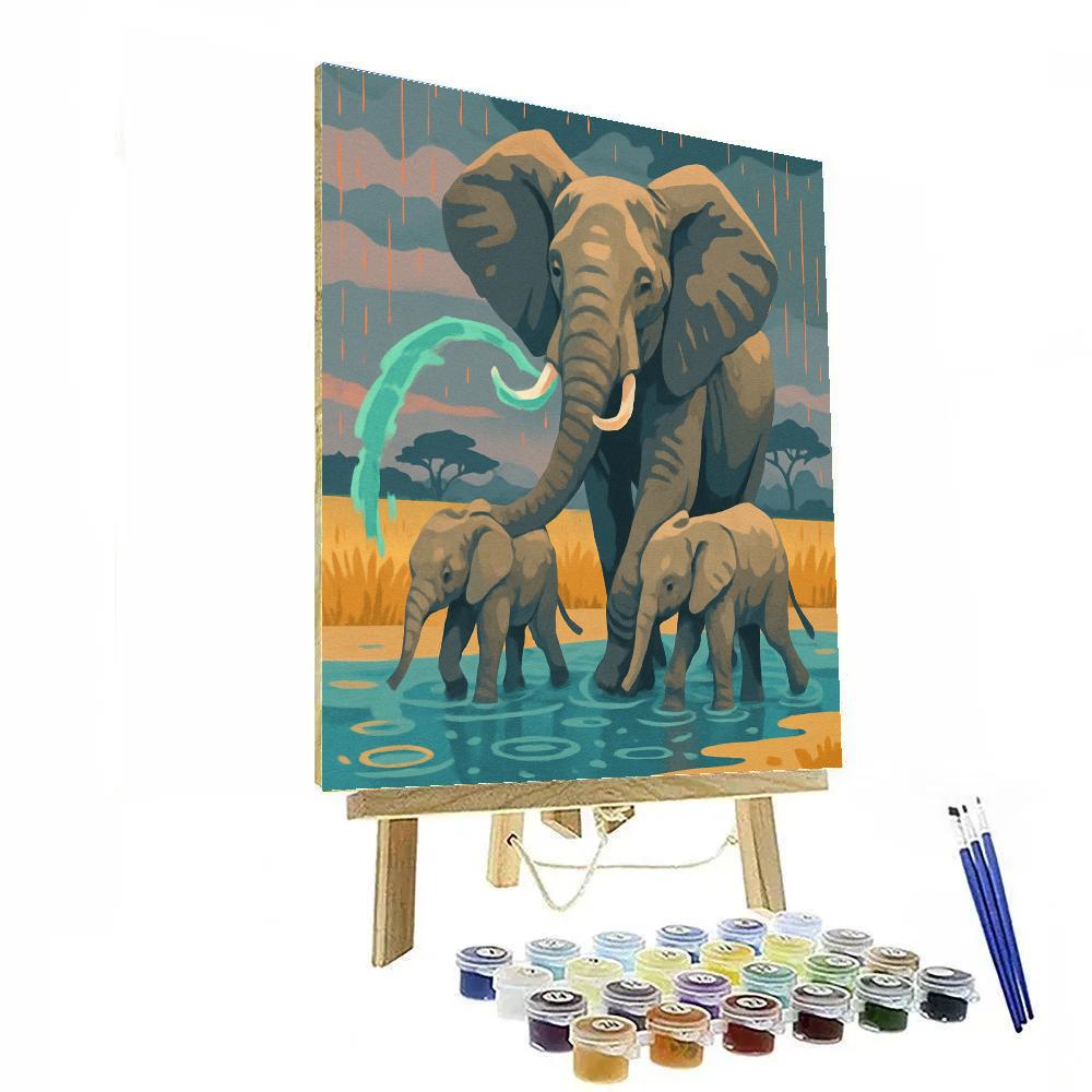 Elephant Cloudburst Oasis Parade paint by number