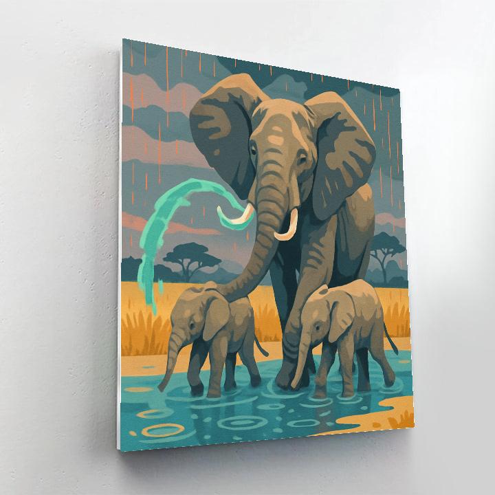 Elephant Cloudburst Oasis Parade paint by number