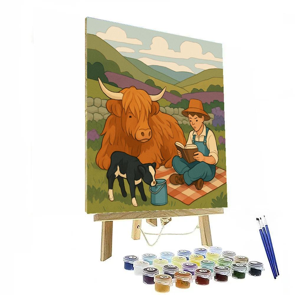 Highland Meadow With Cow Companions Paint by numbers art