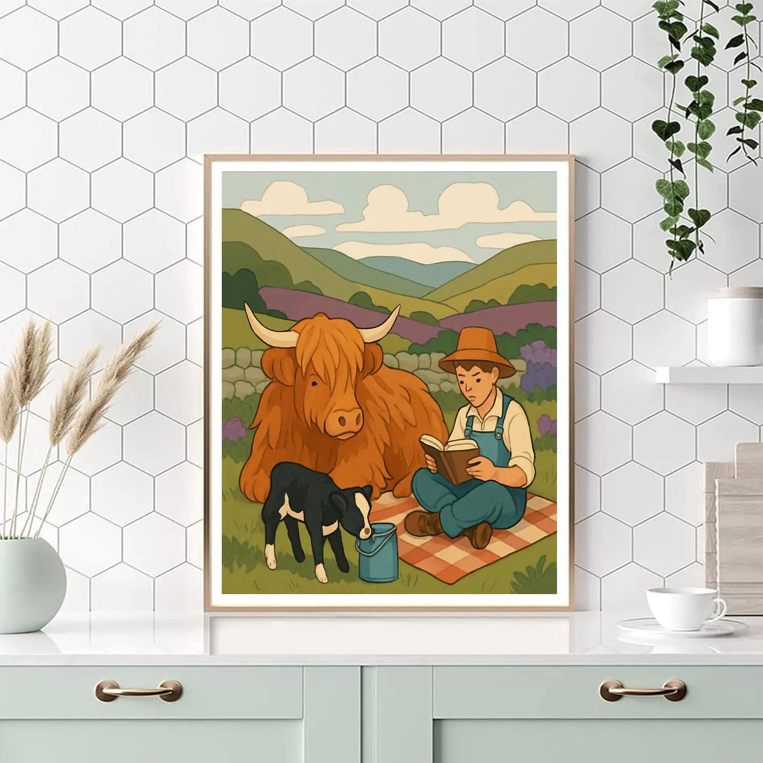 Highland Meadow With Cow Companions Paint by numbers art