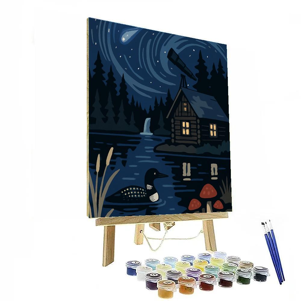 Stargazer Cabin Beside The Lake painting number kit
