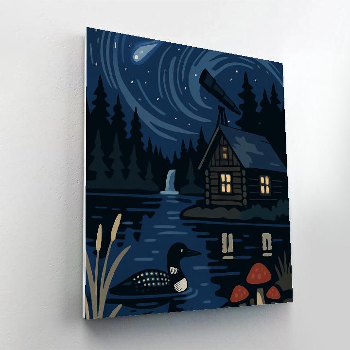 Stargazer Cabin Beside The Lake painting number kit