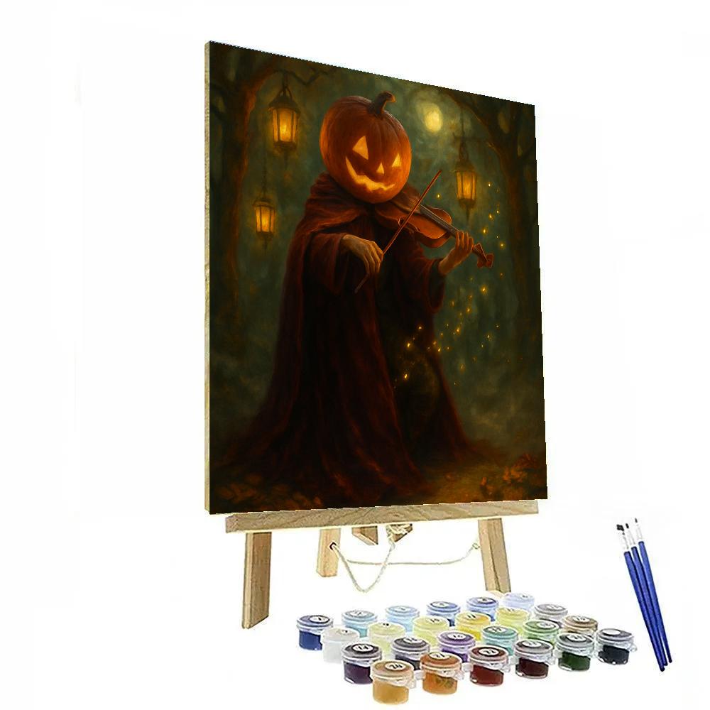 Pumpkin Headed Violinist In The Lantern Grove painting number kit