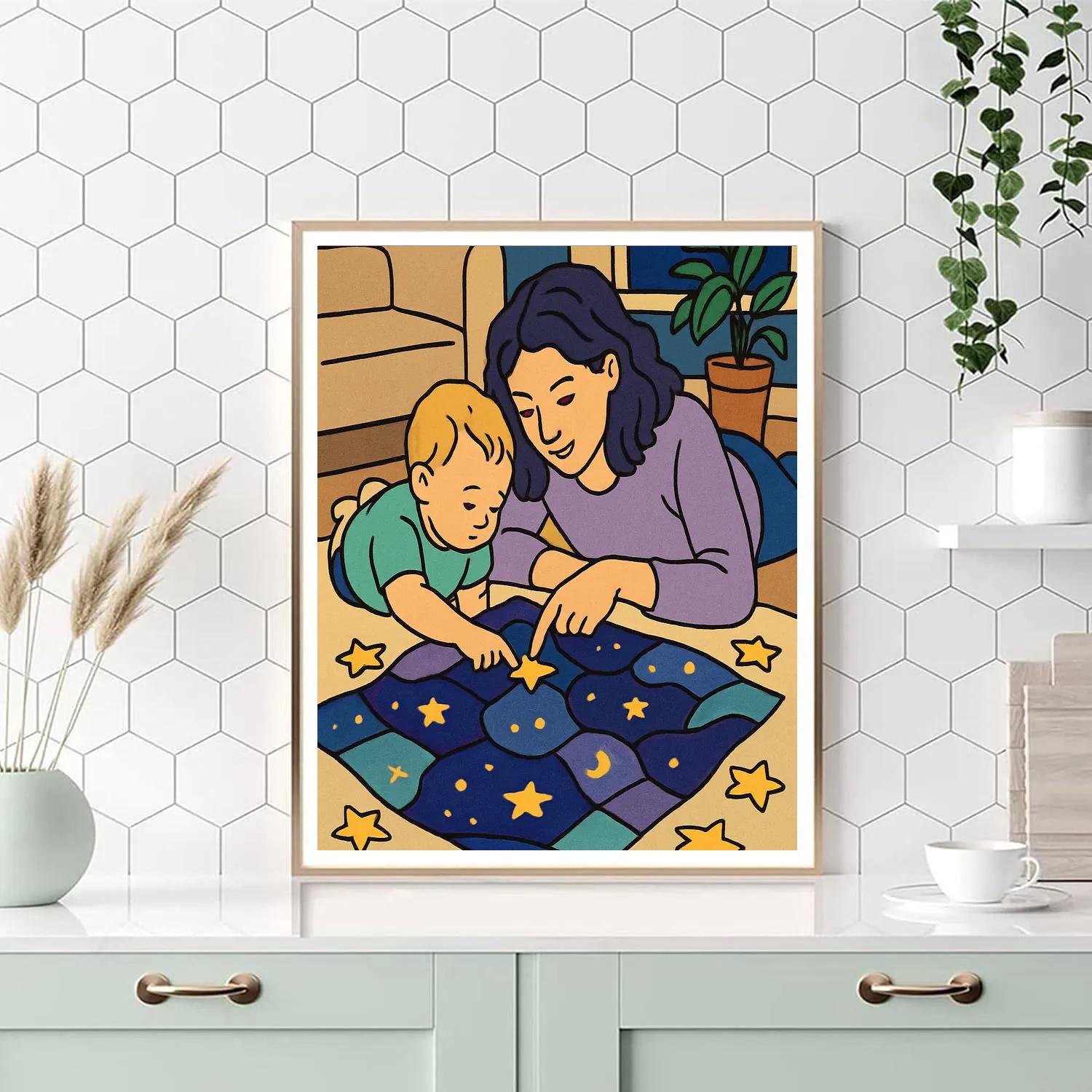 Quilt Of Stars With Motherly Hands Paint by numbers kits
