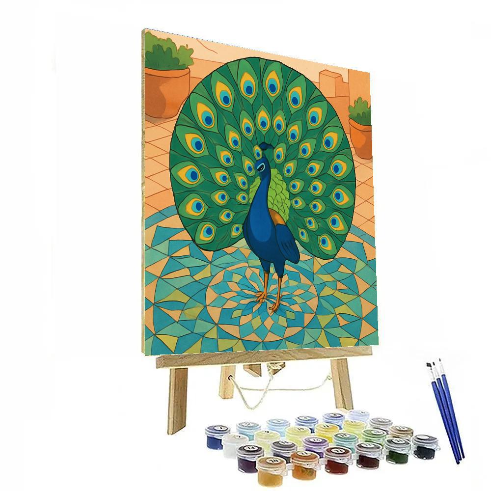 Courtship Mosaic With Peacock In The Center paint by numbers