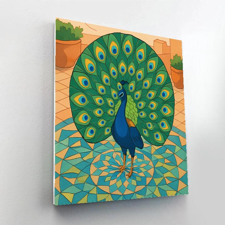 Courtship Mosaic With Peacock In The Center paint by numbers