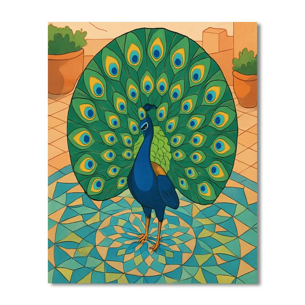 Courtship Mosaic With Peacock In The Center paint by numbers