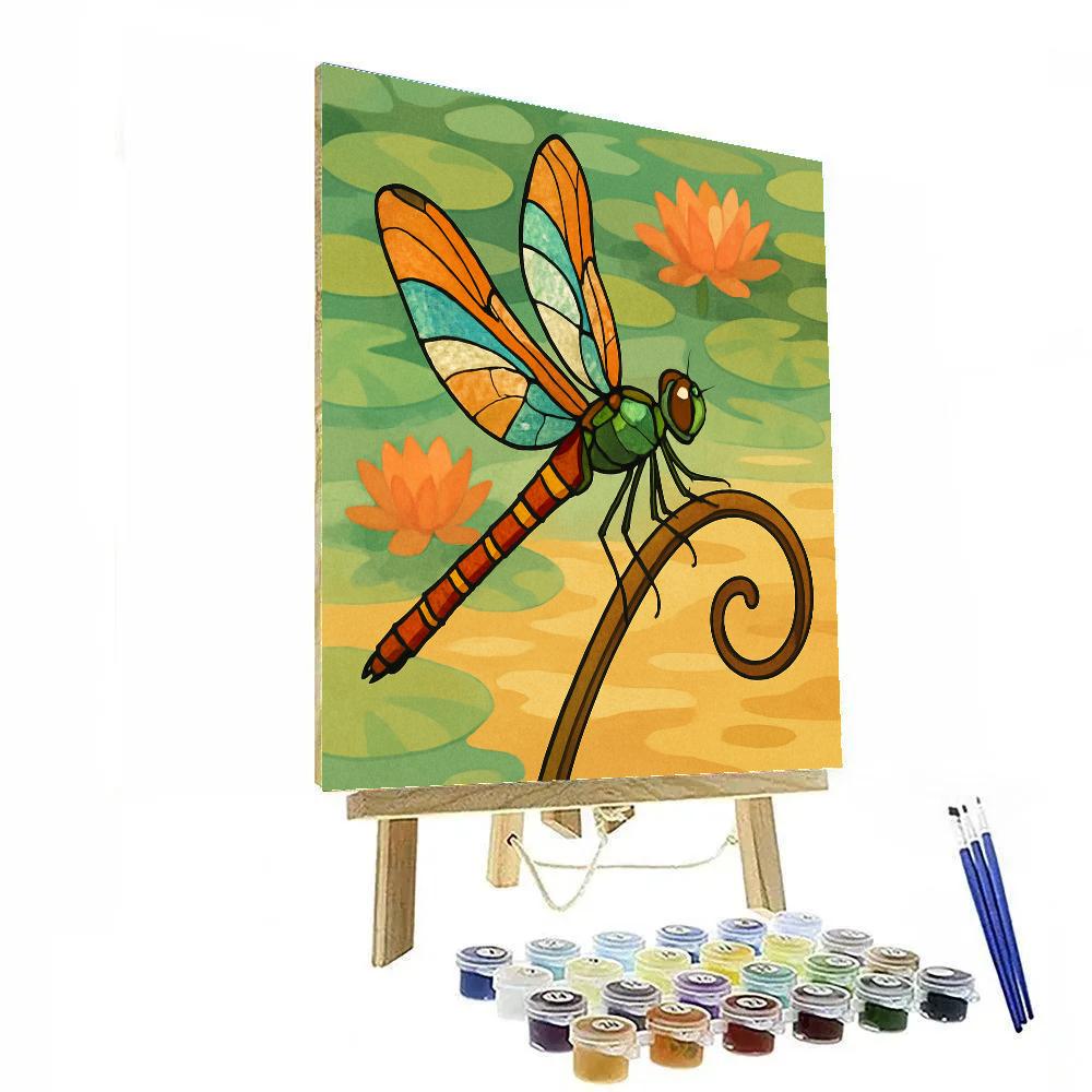 Reed Canopy With Dragonfly Landing Number painting