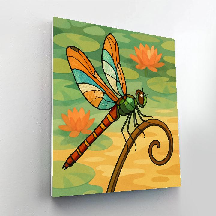 Reed Canopy With Dragonfly Landing Number painting