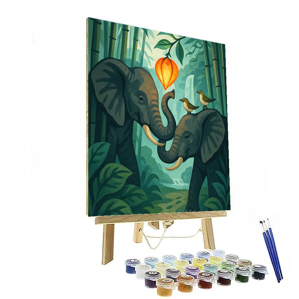 Bamboo Canopy With Elephant Shadow Theater DIY paint by numbers