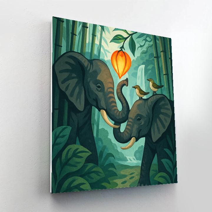 Bamboo Canopy With Elephant Shadow Theater DIY paint by numbers