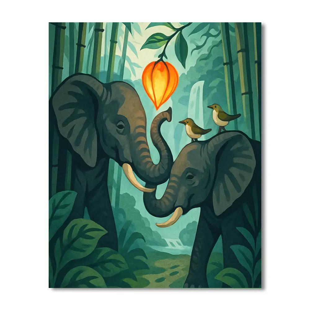 Bamboo Canopy With Elephant Shadow Theater DIY paint by numbers