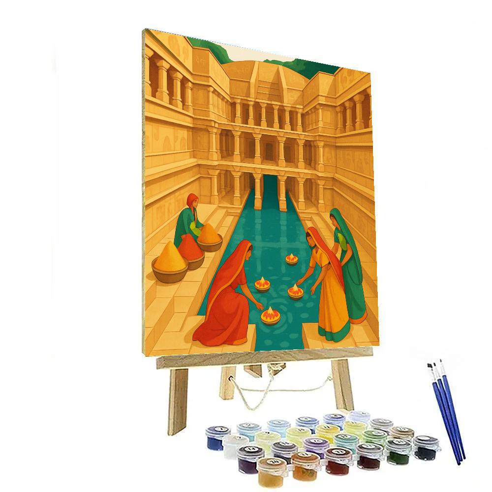 Stepwell Geometry, India Inspired Paint by numbers kits