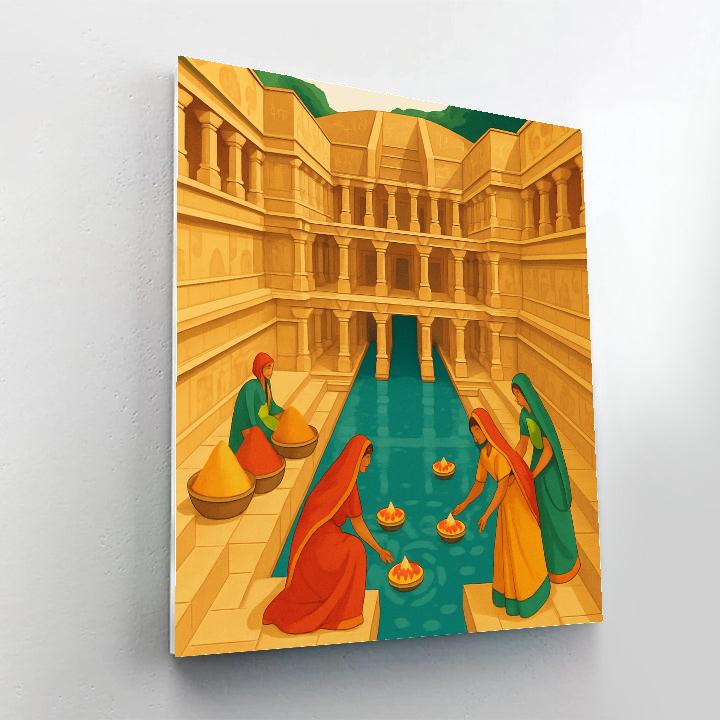 Stepwell Geometry, India Inspired Paint by numbers kits