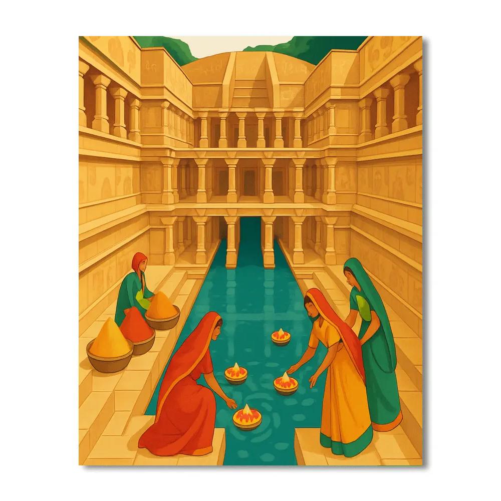 Stepwell Geometry, India Inspired Paint by numbers kits