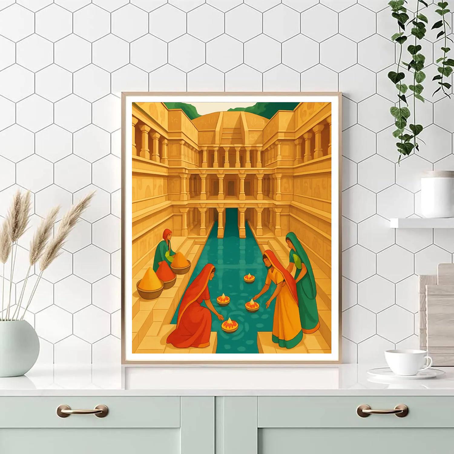 Stepwell Geometry, India Inspired Paint by numbers kits