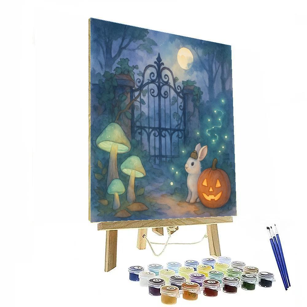 Moonlit Garden Gate Of Mushrooms DIY paint by numbers