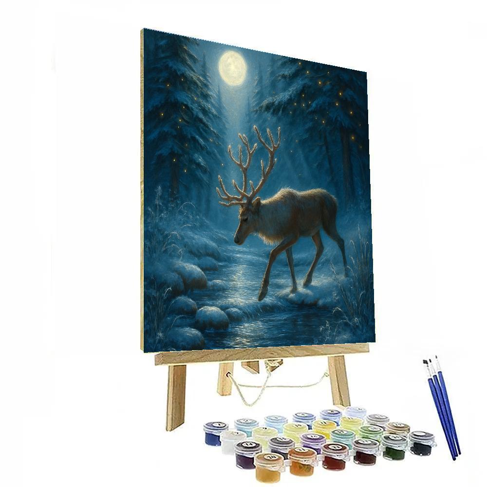 Moonlit Reindeer Crossing A Crystal Creek Paint by numbers kits