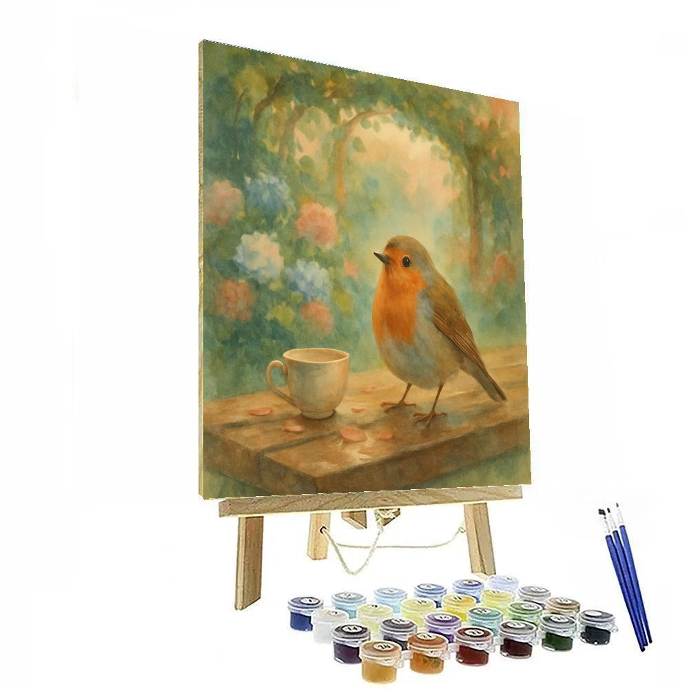 Robin Tea Garden After Gentle Rain Number painting