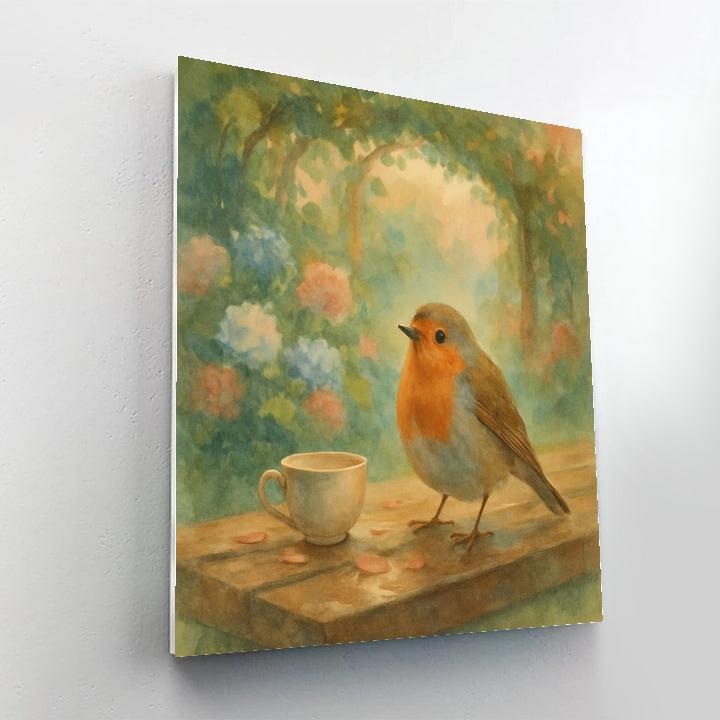 Robin Tea Garden After Gentle Rain Number painting