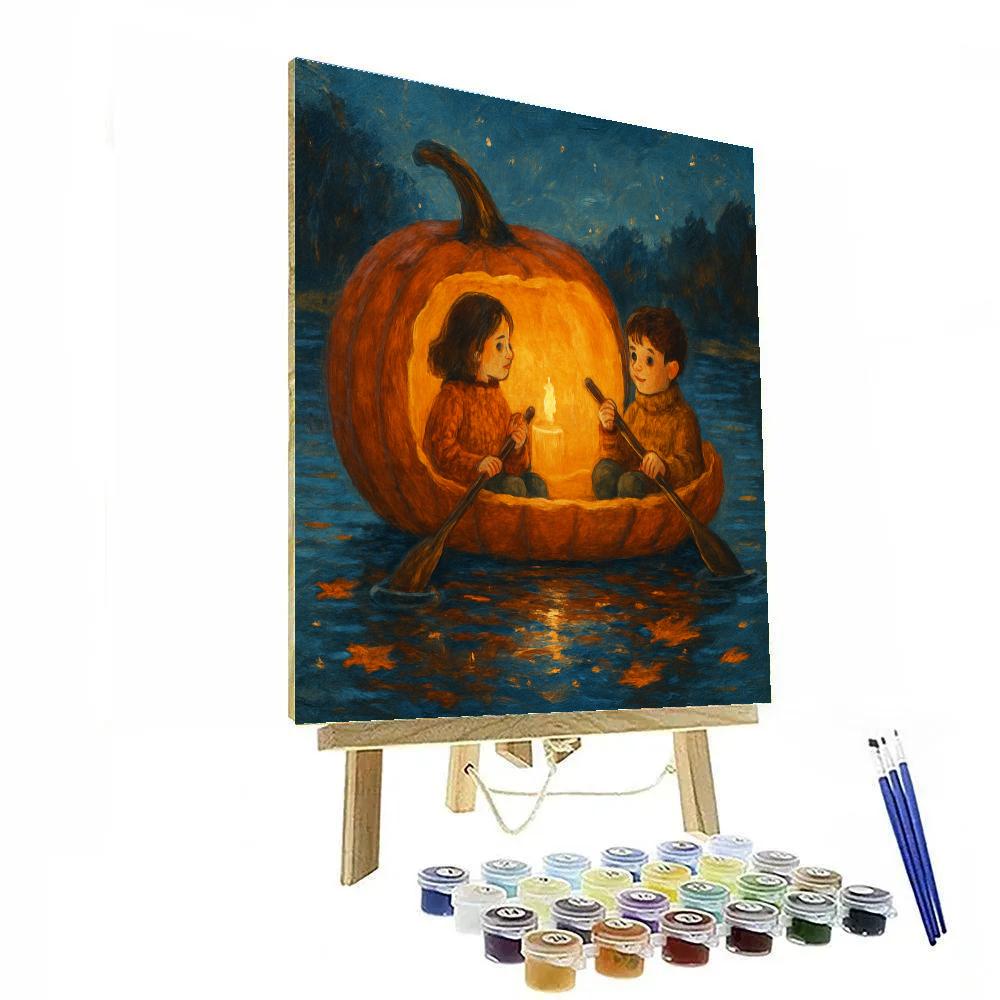 Candlelit Pumpkin Boat Ride Number painting