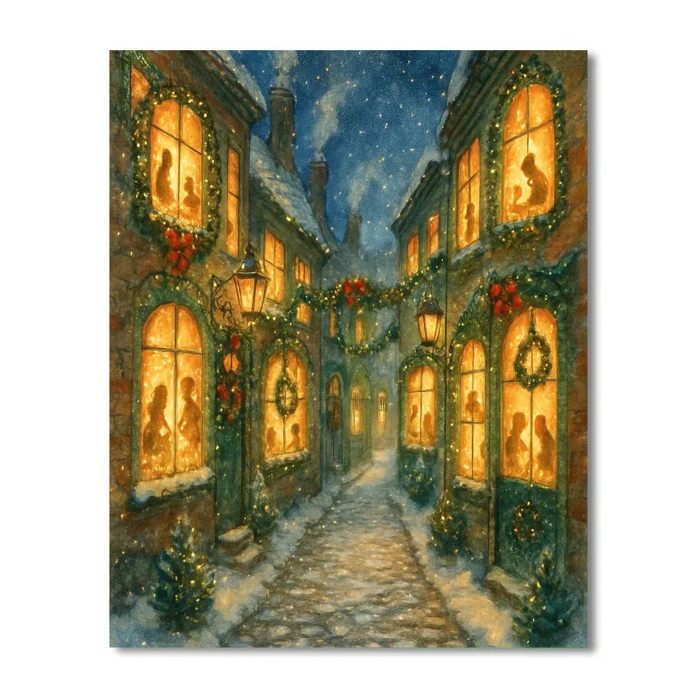 Candlelit Window Parade In The Old Town paint by number
