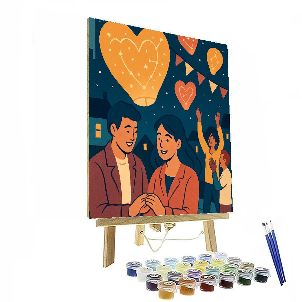 Sky Lantern Parade, Valentines Day Edition paint by number