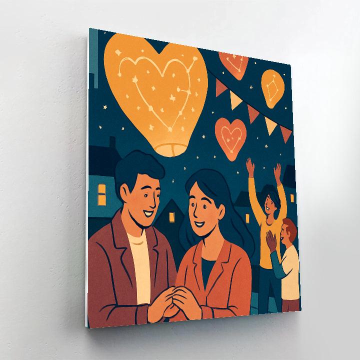 Sky Lantern Parade, Valentines Day Edition paint by number
