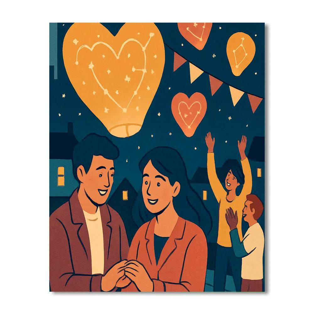 Sky Lantern Parade, Valentines Day Edition paint by number