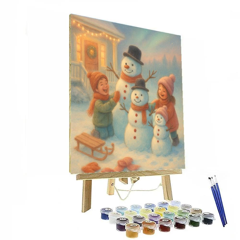 Snowman Sculptors Under The Northern Twilight Paint by numbers kits