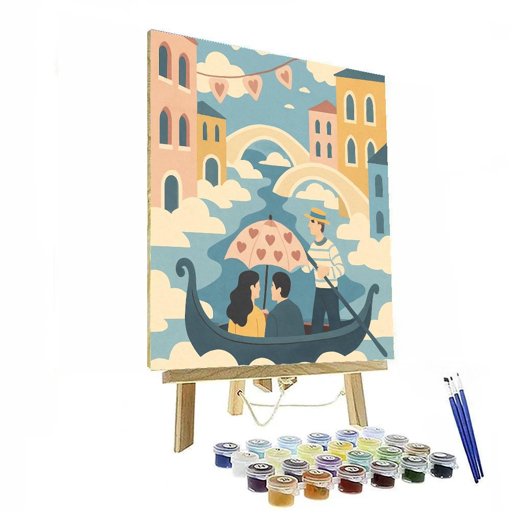 Valentines Day Gondola Over Cloud Canal Number painting