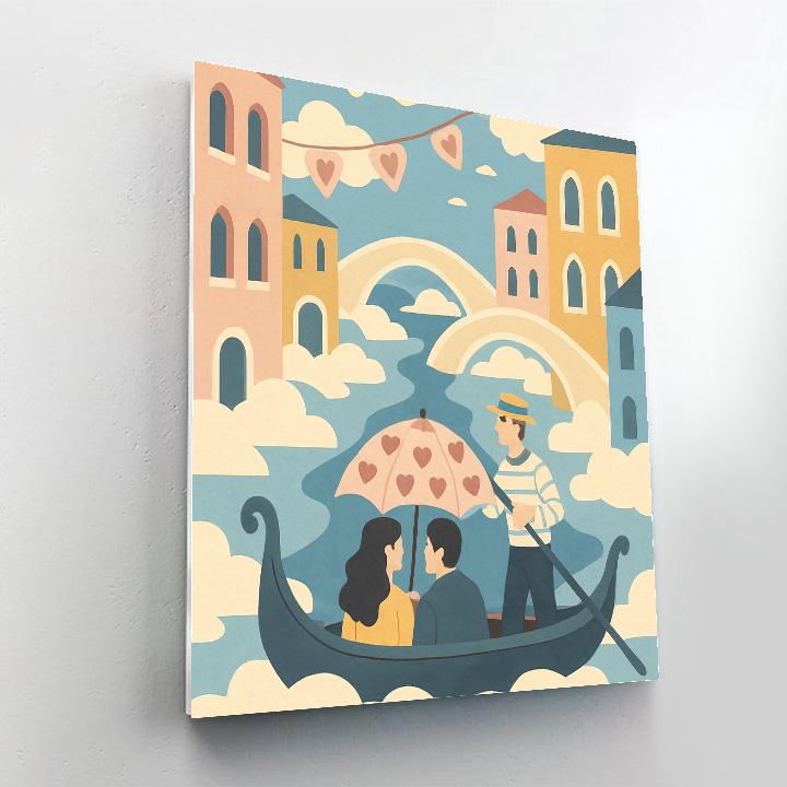 Valentines Day Gondola Over Cloud Canal Number painting