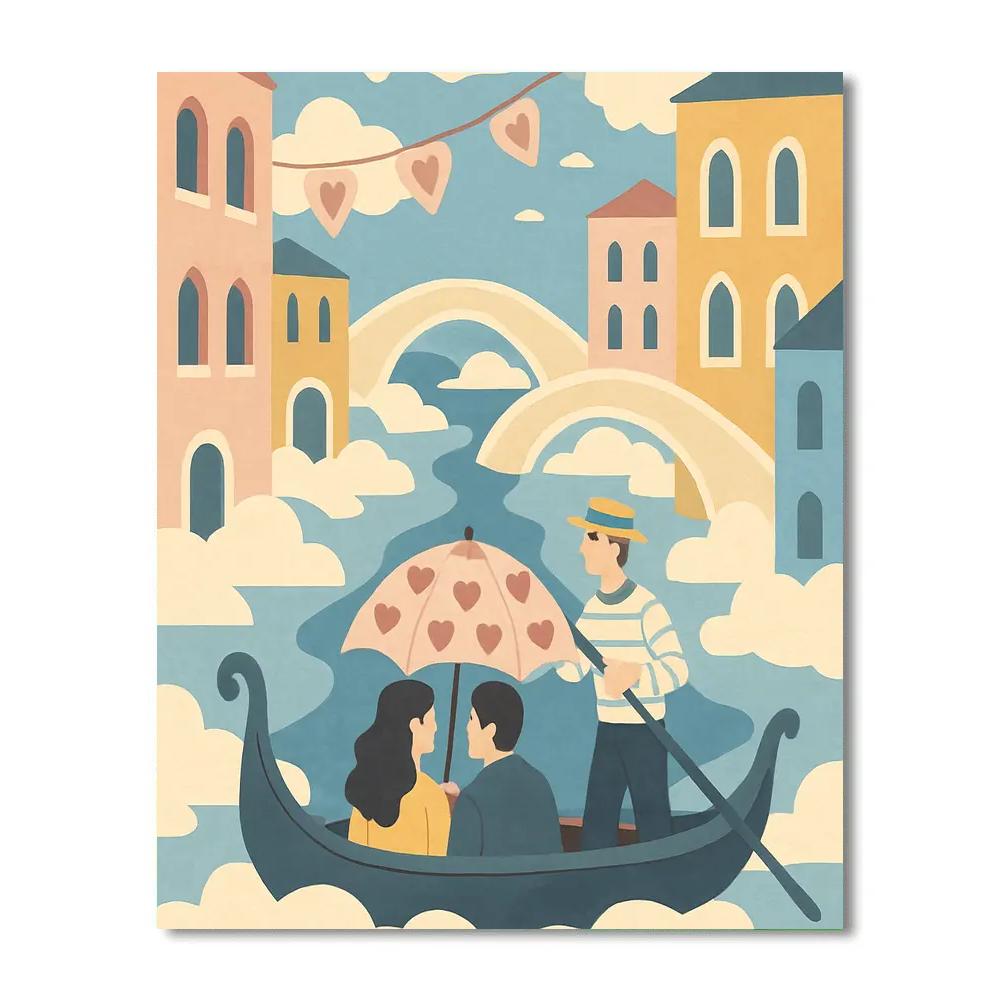 Valentines Day Gondola Over Cloud Canal Number painting