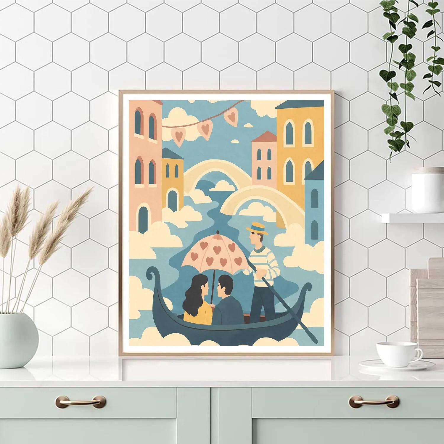 Valentines Day Gondola Over Cloud Canal Number painting
